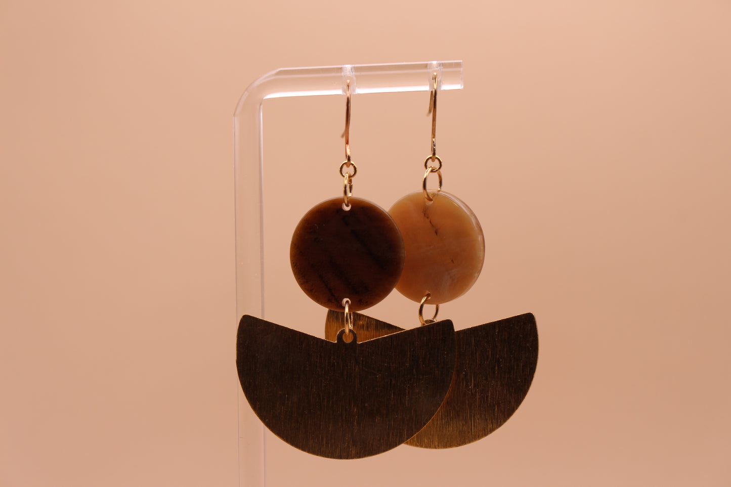 Brown Acetate & Brass Textured Fan