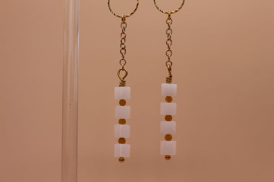 White & Yellow Jade Dangles