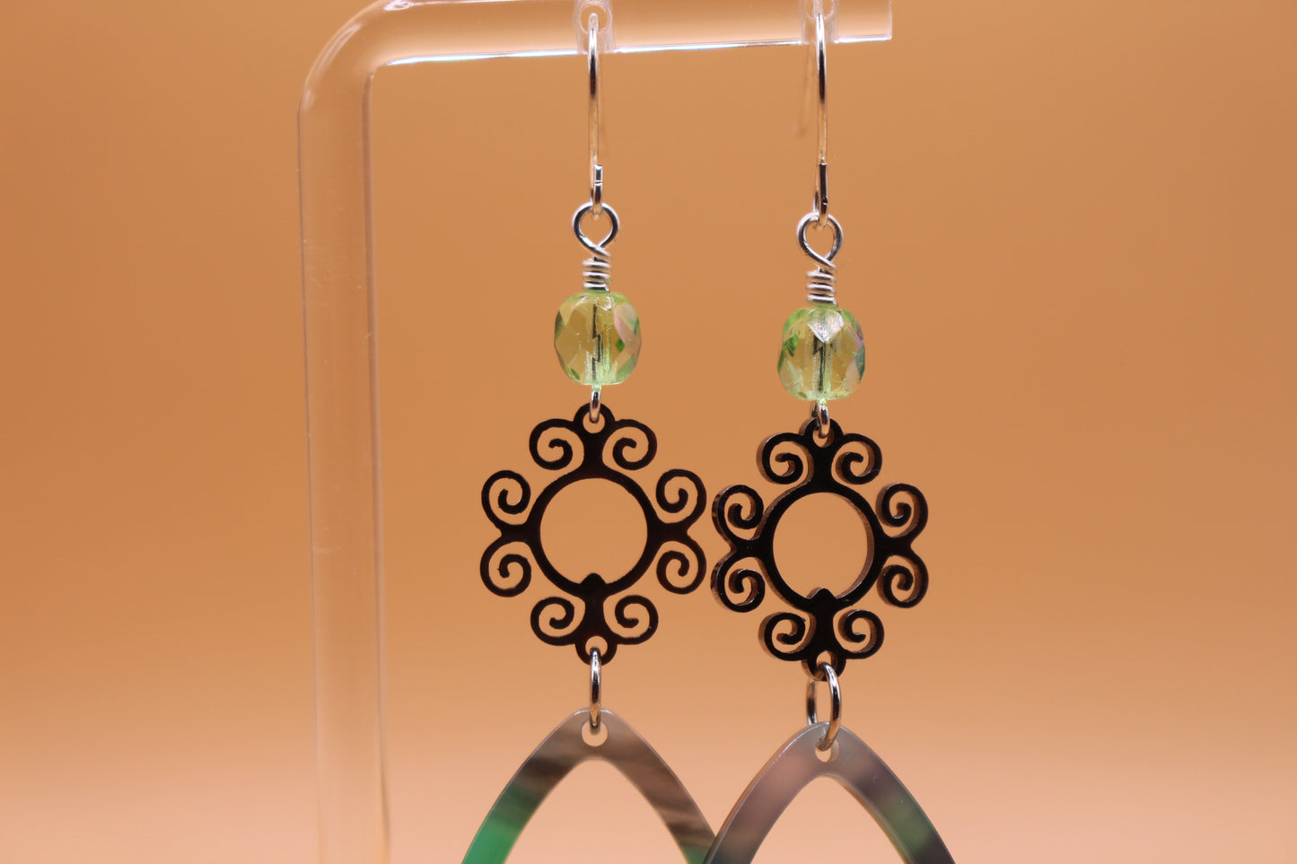 Green Swirl Teardrop Earrings