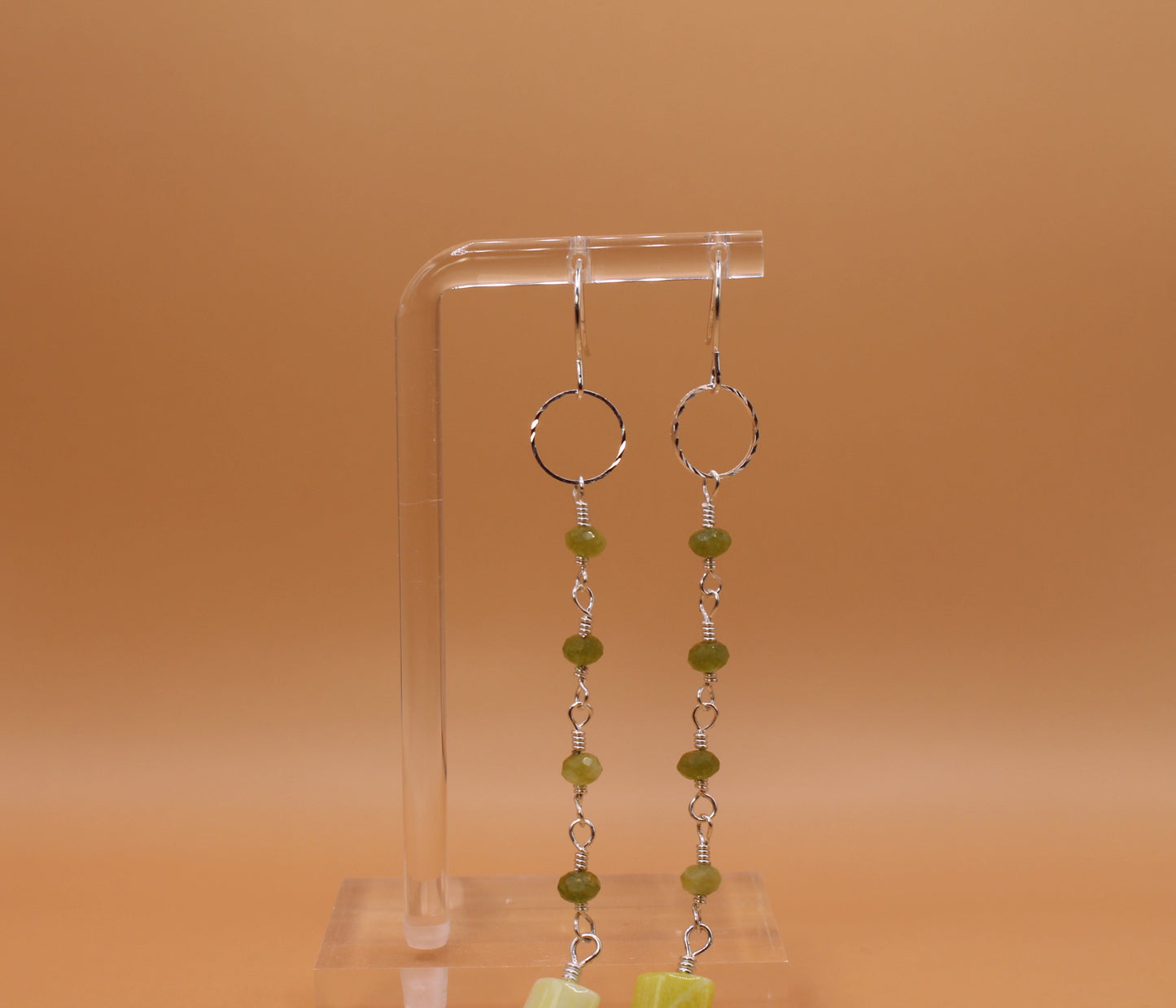 Olive Green Quartz Earrings