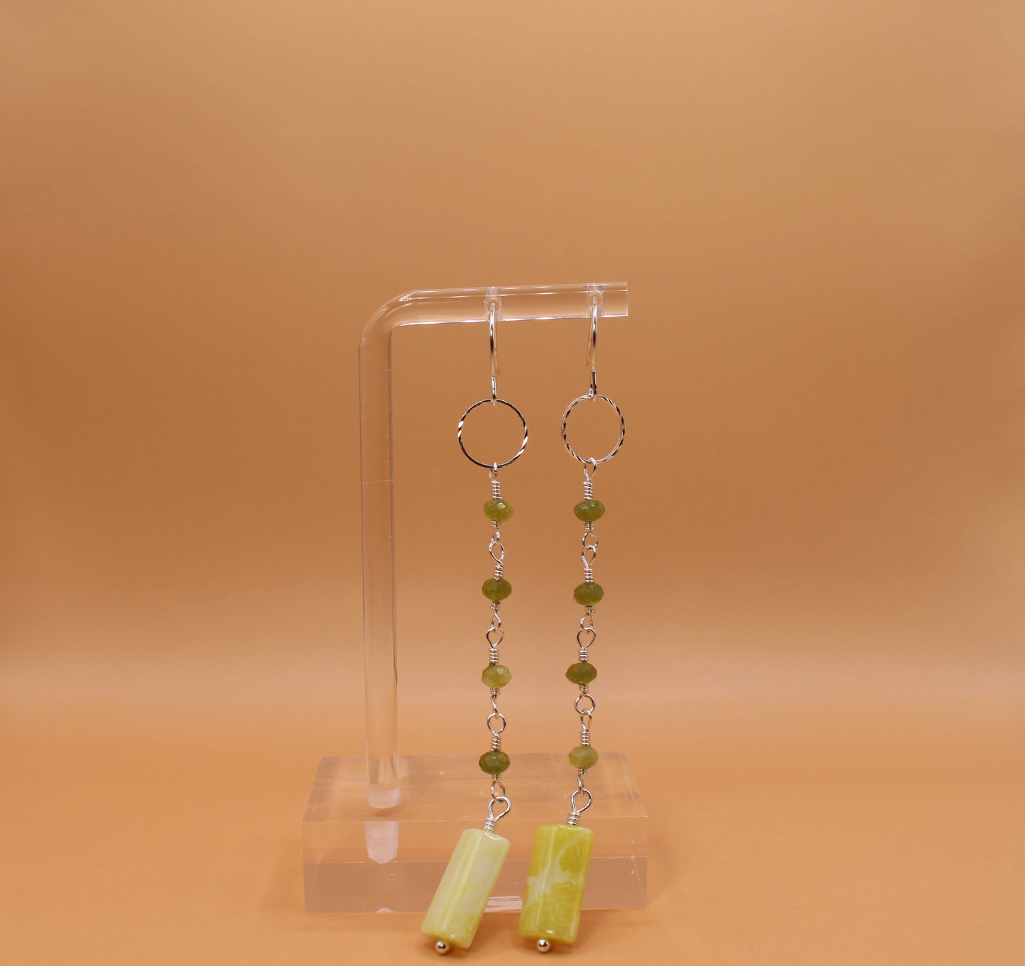 Olive Green Quartz Earrings