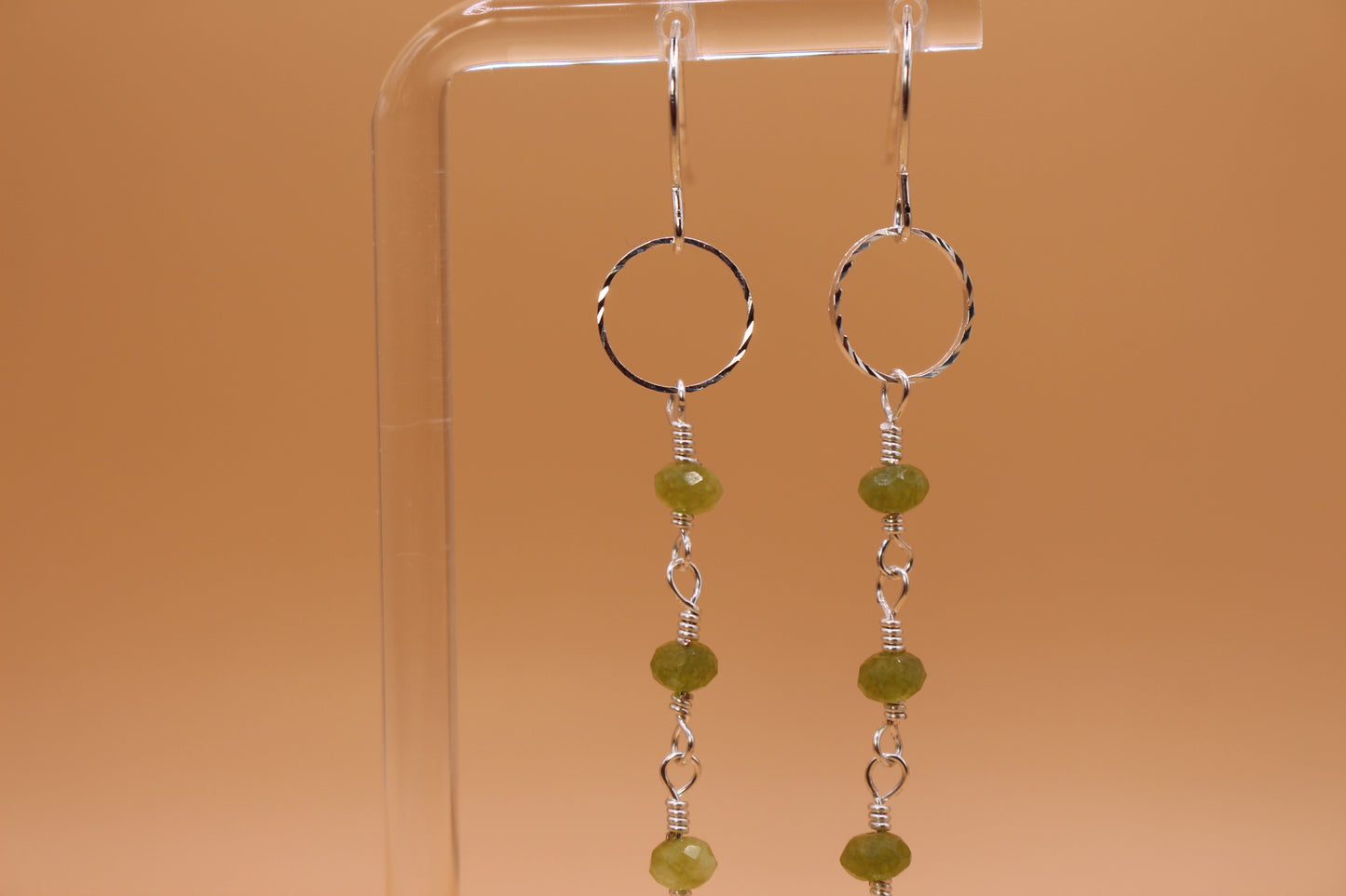 Olive Green Quartz Earrings