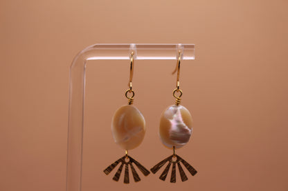 Gemstone & Small Textured Fan Charm