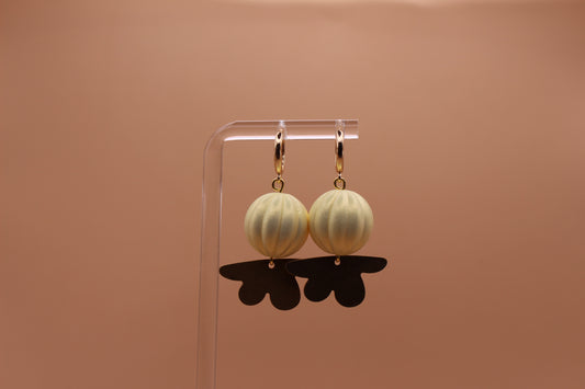 Cream Scalloped Brass Charm