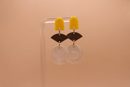 Stud Capiz Brass Fan Earrings