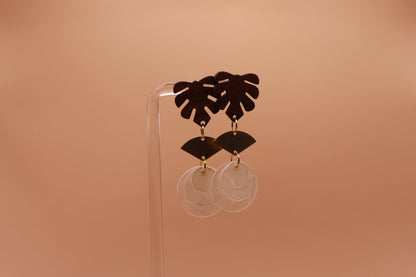 Stud Capiz Brass Fan Earrings
