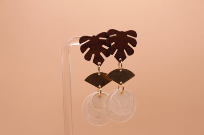 Stud Capiz Brass Fan Earrings
