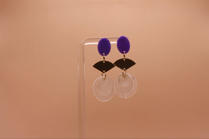 Stud Capiz Brass Fan Earrings