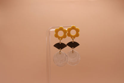 Stud Capiz Brass Fan Earrings
