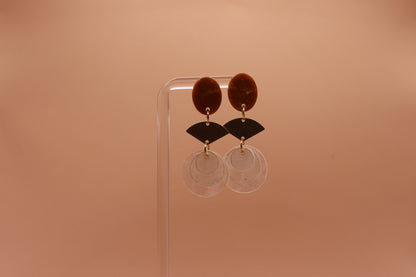 Stud Capiz Brass Fan Earrings