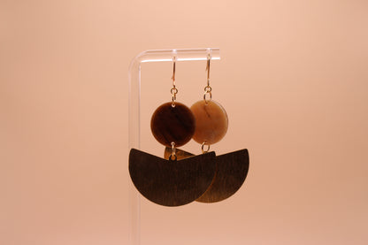 Brown Acetate & Brass Textured Fan