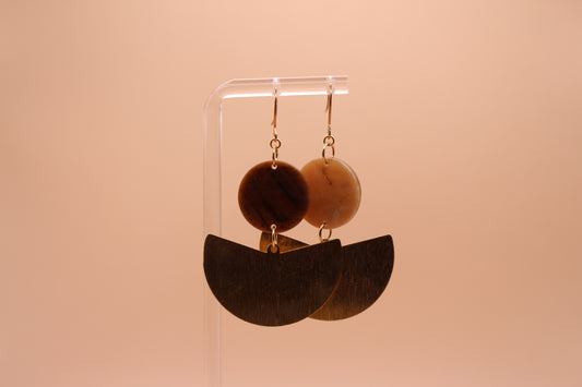 Brown Acetate & Brass Textured Fan