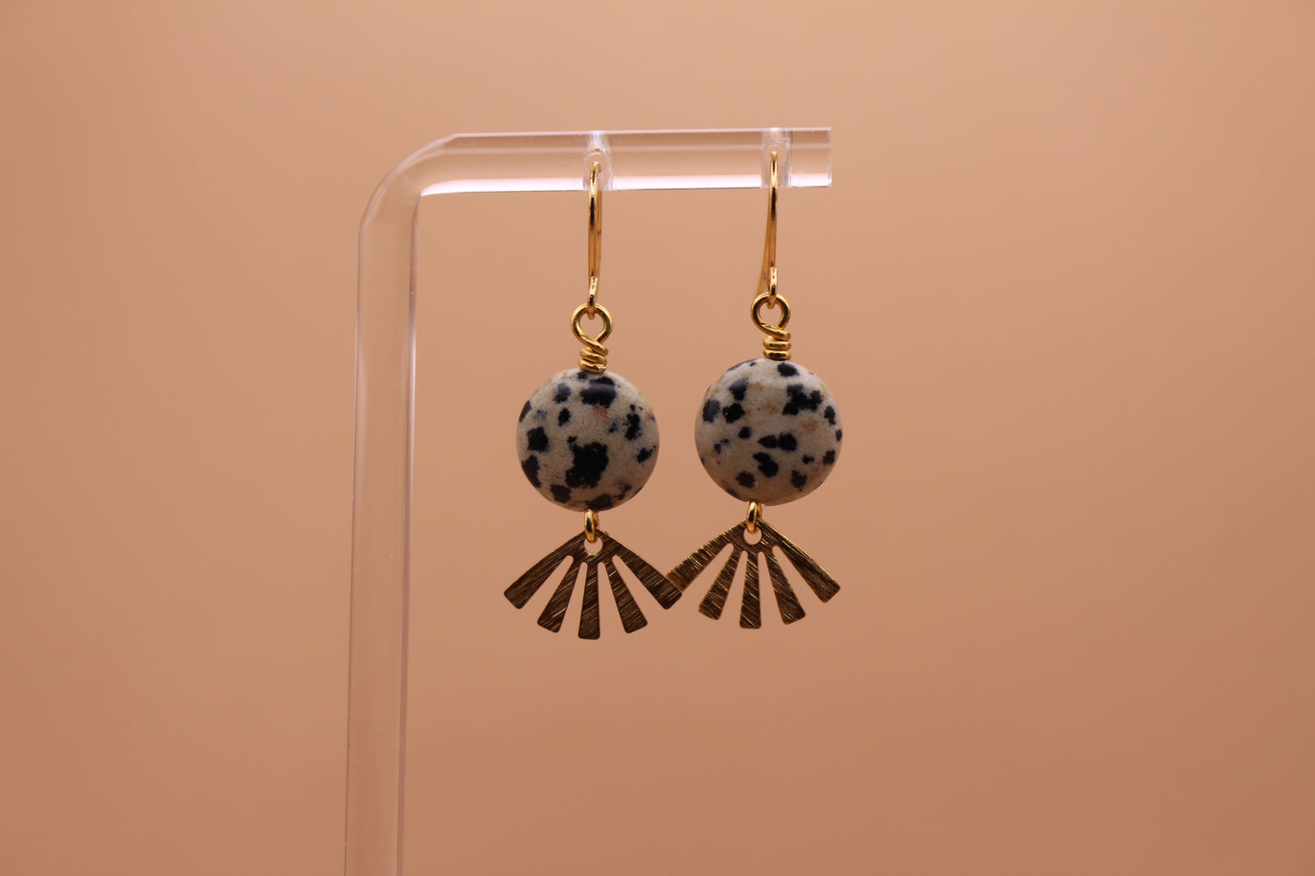 Gemstone & Small Textured Fan Charm