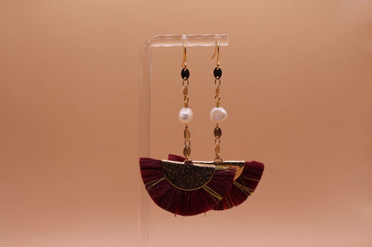 Raffia Fan Dangle Earrings