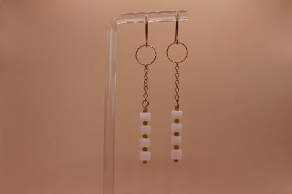 White & Yellow Jade Dangles