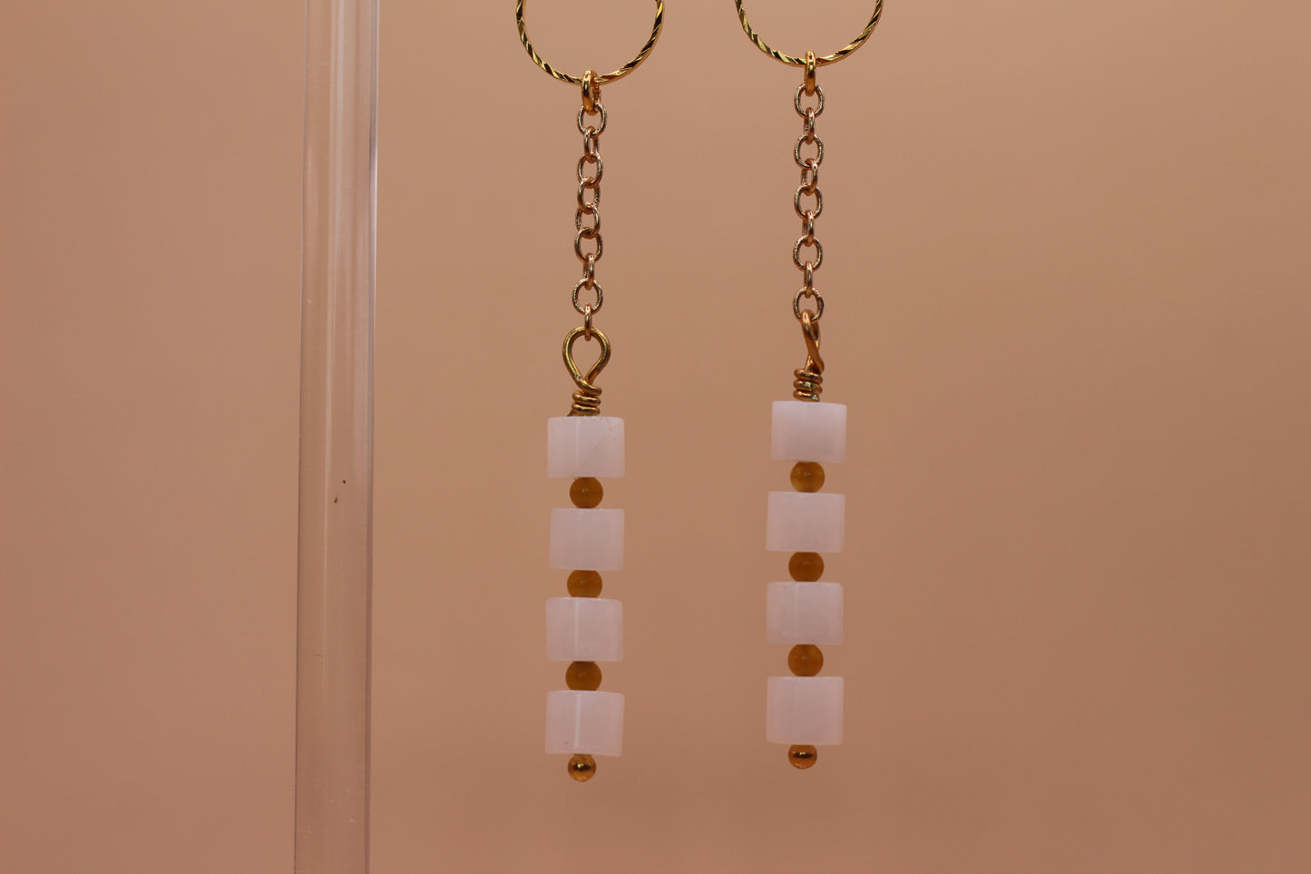 White & Yellow Jade Dangles