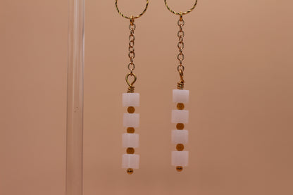 White & Yellow Jade Dangles